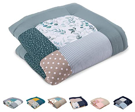 ULLENBOOM Krabbeldecke für Baby 80x80 cm, Outdoor-geeignet, 100% OEKO-TEX Materialien, Made in EU, Weich gepolstert, Eukalyptus - ideal als Spieldecke Baby