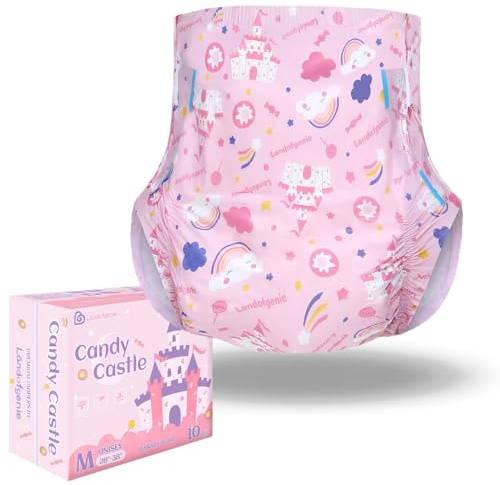 Landofgenie Lot de 10 couches pour adultes - Rose - Pour incontinence - Grandes couches de nuit - Taille M: 71,1 - 96,5 cm