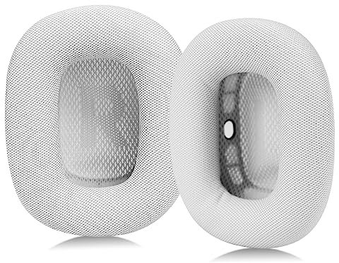 SINOWO Ohrpolster für Apple AirPods Max Kopfhörer, Ersatz-Leder-Ohrpolster, schweißfest, mit Magnet, Proteinleder und Memory-Schaum (Silber)