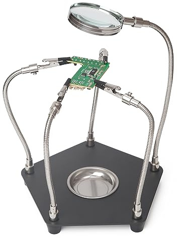 Terza mano saldatura, supporto scheda con lente di ingrandimento per saldatura, accessori per modellismo a 4 bracci, aiuto per saldare a mano, supporto PCB, strumento per artigianato, gioielli, hobby,