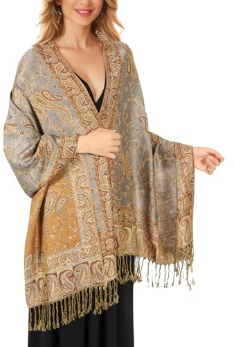 Lamca Women Pashmina Shawls and Wraps Scarf Soft Silky Reversible Paisley Scarves Shawl for Women UK