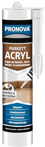 Pronova Parket Acryl Versiegelungsdichtstoff für Parkett Kork & Laminat Boden - Holzspachtelmasse - Schnelltrocknend, Schleifbar & Überstreichbar (BUCHE GEDÄMPFT)
