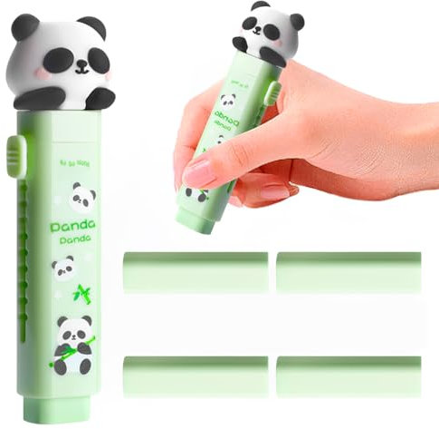 WeddHuis Radiergummis für Kinder 5 Stück Radiergummis mit Panda Einziehbarer Radiergummi Schreibwaren für Kinderpartys Radiergummi für Schule Zuhause Büro