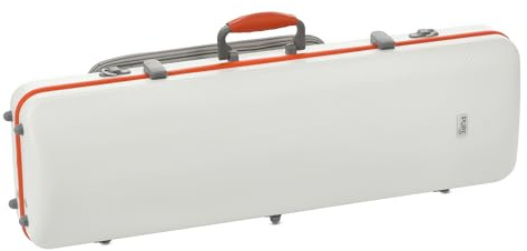 GEWA Estuche de violín Fun Series policarbonato 4/4-1/2 tamaño Blanco/Naranja, Interior Negro, 2 Correas de Mochila Desmontables, Bolsa de Accesorios, suspensión Acolchada, asa Lateral Adicional