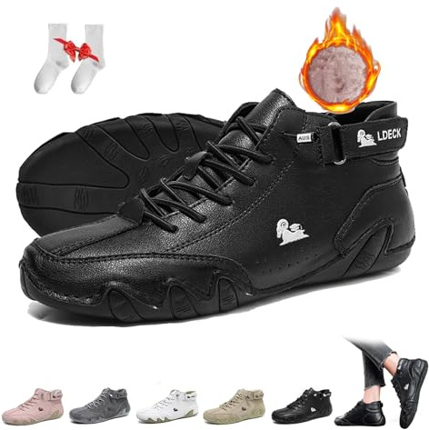 Femmes Bottes hautes en daim souple faites à la main en Italie Extérieur imperméable Léger Ultra-confort Chaussures Beck Antidérapantes Minimalistes Décontractées Baskets Randonnée Barefoot Boots(Blac