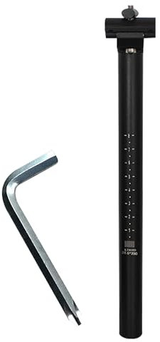 Editbar Fahrrad Sattelstütze 30,4/28,6/27,2/25,4mm – Aluminium Sattelrohr 450mm, Matt Schwarz, Einstellbare Winkel, Inkl. 5mm Inbusschlüssel, für Mountainbikes, Rennräder, BMX,Zweischienensattel(27,2)