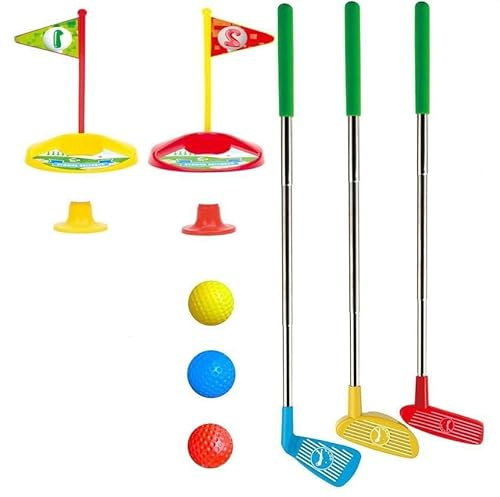 Juego de palos de golf para niños, juego de golf para niños pequeños con 3 cachorros de golf, palos de golf, juguetes al aire libre para entrenamiento/escuela/familia