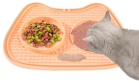Slow Feeder Per Gatti - Interattiva Anti-Ingozzamento Con E Tappetino Da Leccare - Tappetino Da Leccare Dispenser Di Snack Puzzle,Per Snack, Cibo Umido E