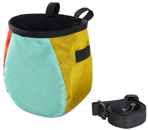Bolsa de tiza para escalada, cubo impermeable, bolsa de tiza estándar para cinturón de cintura con cierre de cordón, borde ancho y soporte para cepillo, accesorio seguro de escalada en roca para uso