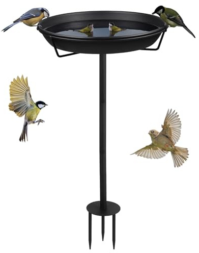DBREAKS Mangiatoia Grande in Metallo per Uccelli, Abbeveratoio Vasca per uccelli Selvatici, 30.5 x 82 cm, Decorazione per Esterni, Giardino, Patio, Cortile, Prato, Nero