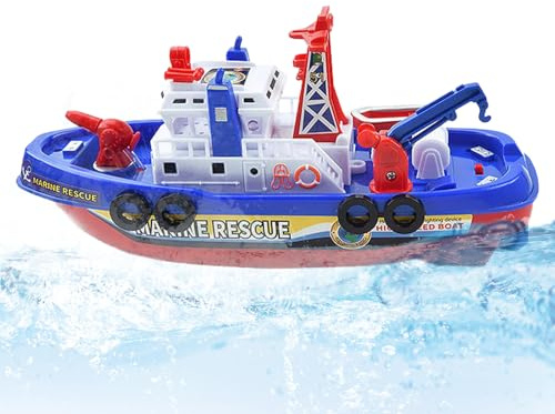 Fire Boat Bath Toys - ABS | Electric Water Spray Ship With Lights Music, Battery Powered Vessel 23x11x8cm For Boys Girls Indoor Outdoor Play, Interactive Floating Toy For Pools Tubs