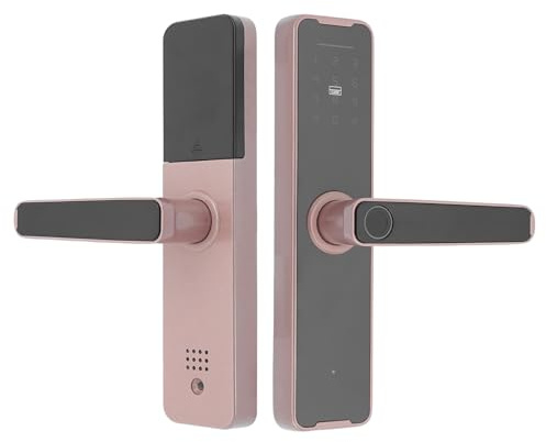 Intelligent dörrlås, 5-i-1 elektroniskt dörrlås med fingertryck kod nyckel kort tillfälligt lösenord, appkontroll, smart låslås för ytterdörr 35–50 mm (roséguld)
