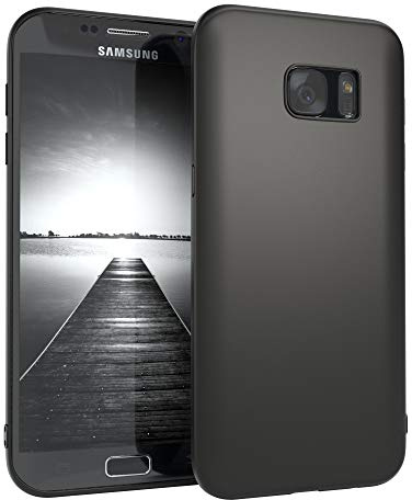 EAZY CASE Handyhülle Silikon mit Kameraschutz kompatibel mit Samsung Galaxy S7 Edge in schwarz matt, Ultra dünn, Slimcover, Silikonhülle, Hülle, Softcase, Backcover