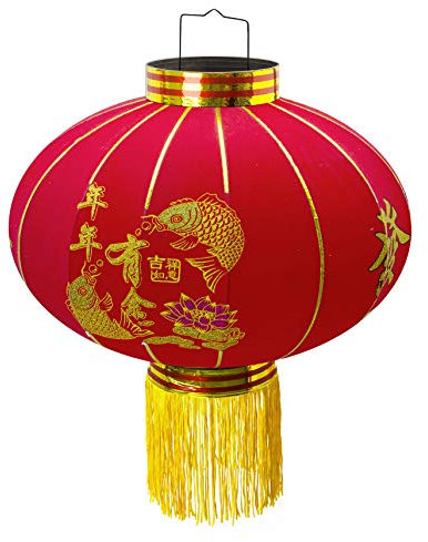 Trango 1er Pack LT500-01 chinesische Laterne Pendel, 50cm Durchmesser aus Stoff für Innen Rote Glück Laterne, Chinese New Year Lantern, Rote Lampion, Hochzeit Party Laterne ohne Leuchtmittel