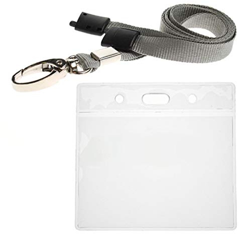 ALG ID Cards® Grey ID Card Badge Wallet - Grey Lanyard Card Wallet - Grey Wallet Lanyard Neck Strap with Metal Clip & Safety Breakaway Release for Pass Holder