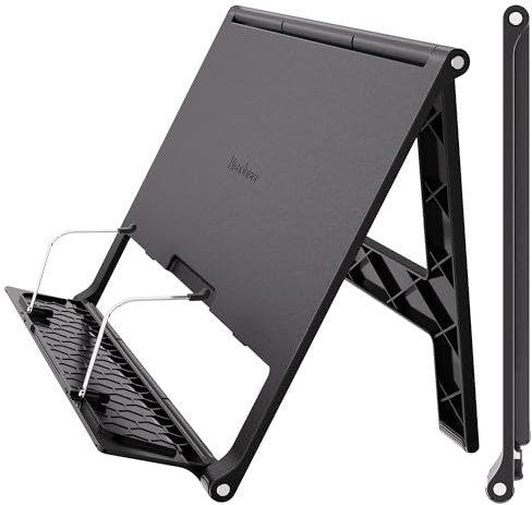 Readaeer Portable Book Stand Free Angle Adjustable Book Holder for Thick Textbook Collapsible Lightweight Book Rest (Black)