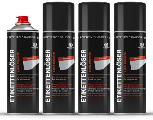 Octopus 4x Spray rimuovi etichette e adesivi, rimuovi residui di adesivo per rimuovere residui ostinati con olio d'arancia, 200 ml