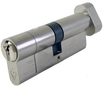 UAP Tumvridning Euro cylinderlås med anti-snäppning och 3 tangenter – 1-stjärnig kitemarked dörrlåscunna för hemsäkerhet – brandklassad med design med lätt grepp för äldre användning (90 mm 45/45