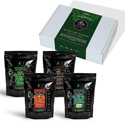 KIRIBIRI Caffè Macinato per Moka Caffè Specialty Monorigine 100% Arabica - Confezione 4 x 250g - Brasile, Guatemala, Honduras Biologico, Kenya