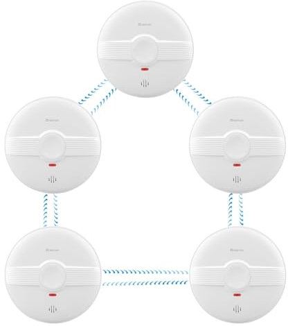 HEIMAN Détecteur de fumée interconnecté avec Batterie 10 Ans, certifié EN14604, Alarme sonore de 85 DB，Blanc (5)