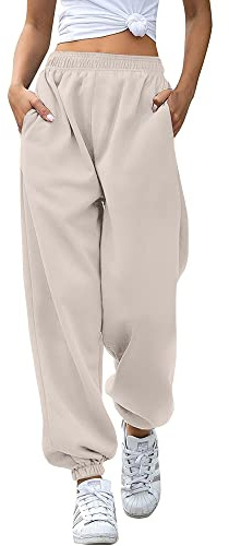Love My Fashions Women's Plain Gym Sport Jogger Sweatpants & Winters Joggers Pockets Pants and Baggy Elastic Waist Trousers for Casual Hip Hop, Gym and Jogging Stone