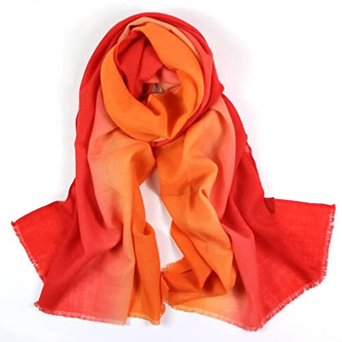Stfery Wollschal Damen, Scarf Women Orange Gradient Halstuch 180x65CM Winter Weich Warm Geschenk