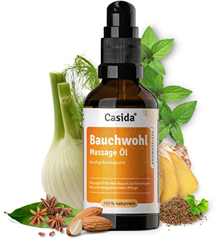 Casida Bauchwohl Massage Öl - Massageöl, Bauchöl aus 100% naturreinen Ölen - zur Entspannung und Beruhigung des Bauches - 50 ml