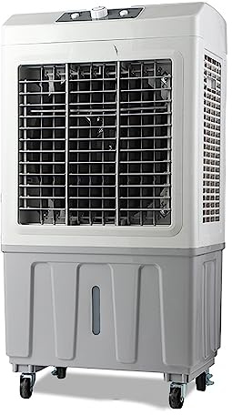 Enfriador De Aire por Evaporación, Humidificador Industrial, Aire Acondicionado 3 en 1 Con Enfriamiento Natural/humidificador y 3 Velocidades, Rueda de 360°, 6 Cajas de Hielo, Enfriamiento Eficiente