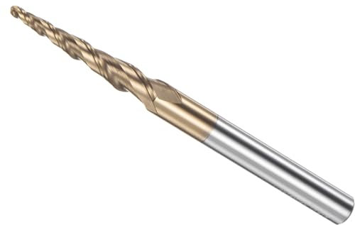 CoCud Fresa a Sfera Conica, Raggio 1mm Attacco 6mm Angolo 7,3 Gradi, Carburo Micrograna Rivestito in TiSiN Fresa 2 Taglienti per Acciaio Inossidabile Acciaio Temprato