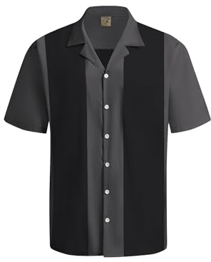 Hardaddy campingkrage för män, retro, vintage, bowling, button-down-skjorta med ficka, vardaglig, kortärmad, strandskjortor, sommar