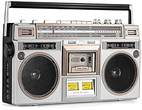 WBRSybUK Radiocasete Portátil con Bluetooth, Estilo Años 80, Reproductor De Casetes, Radio Am/FM, Grabación USB, Altavoces Duales De Graves Altos De Rango Completo para Reuniones Familiares Y Viajes