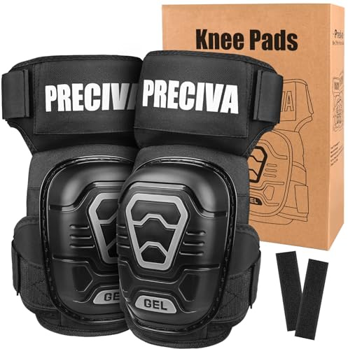 Preciva Genouillères de Travail Protège Genoux, Genouillères Professionnelles Protection avec Rembourrage en Gel Confortable et Sangles Réglables, pour le Jardinage et les Travaux de Construction