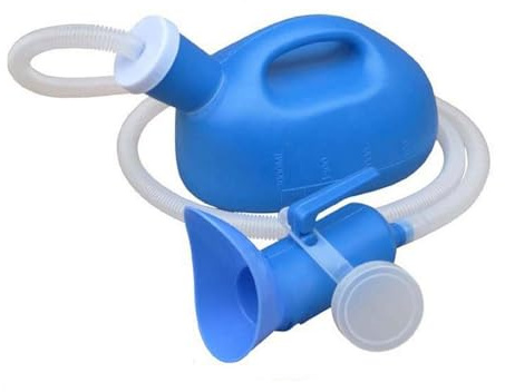 Urinoir portable pour homme - Bouteille d'urinoir de 2 000 ml - Bouteilles d'urine de voyage pour femmes | Urinoir extérieur avec long tube et couvercle pour camping-cars à l'hôpital à domicile