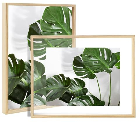 WDOPEN Floating Frame, Photo Frame Double Acrylic Frame, For Wall Hanging Or Tabletop Standing, For Floating Effect, Natural (8x10 Inch)