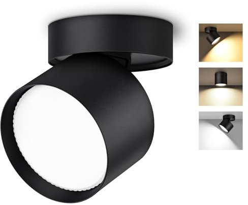 GeyouLux LED Aufbauspot Schwenkbar 350° Ø82×80mm Deckenspot Schwarz Aufbaustrahler Flach inkl. 7W 800LM GX53 LED Leuchtmittel Aufbauleuchte Deckenleuchte Aufputz Spots 230V Rund 1 Stück
