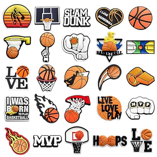 CYNOSURETECH 25 Pieces Of Basketball-Themed Shoe Accessories, Creative Shoe Accessories, Diy Shoe Accessories, Fashionable Personalized Shoe Accessories, Shoe Accessories
