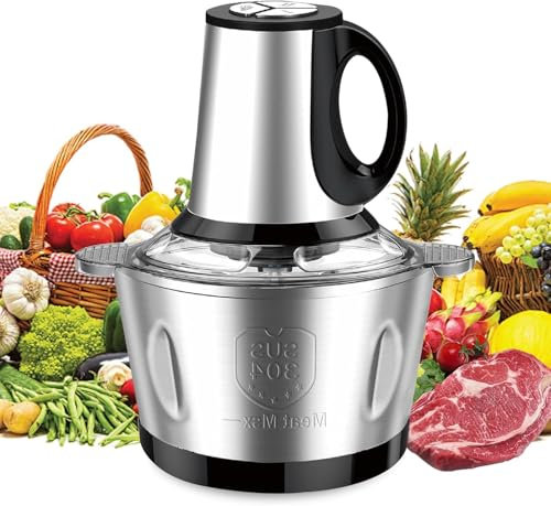 600W Electric Mini Food Chopper, 3-Speed Control Meat Grinder with 2L Stainless Steel Bowl for Kitchen Cooking, Baby Food, Pet Meals