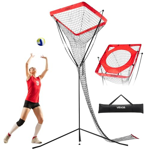 VEVOR Filet de volley-ball portable, équipement d'entraînement de volley-ball réglable en angle et hauteur avec base en acier, sac de transport, filet cible intérieur/extérieur pour service des piques