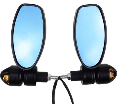Specchietti Laterali Moto Specchietti Visori Universali Ovali Da 7/8 22mm Con Indicatori Di Direzione A LED Specchietti Laterali Per Estremità Del Manubrio Specchietti Per Moto Accessori