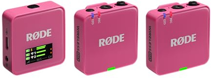 RØDE Wireless GO (Gen 3) – Kompakt trådlös mikrofon – Kristallklart ljud, 32-bitars floatinspelning, automatisk nivåkontroll, för telefoner, kameror och datorer (Rosa)