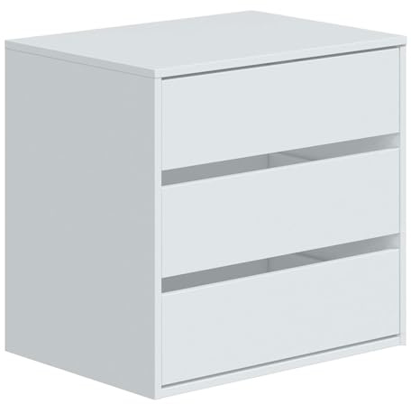 Arreditaly Cassettiera A 3 Cassetti Con Guide Metalliche Salvaspazio E Compatta Per Camera Da Letto Armadio Cabina Armadio Design Moderno Minimal 60 x 57 x 44 Cm Colore Bianco