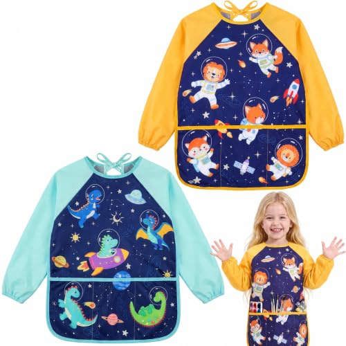 ViEinkaufen Kids Art Smock Waterproof with Sleeve Pockets