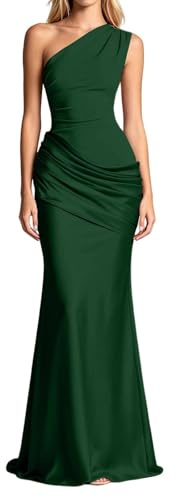 Générique Robe de Soirée Longue Asymétrique à Épaules Élégante Robes Bodycon sans Manches Maxirobes pour Un Bal de Prom Mariage Demoiselle Couleur Unie Robes Cocktail Formelle Party