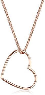 Elli Halskette Damen Herz Anhänger Basic in 925 Sterling Silber Rosévergoldet