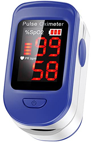 AGPTEK Pulse Oximeter Fingertip, Blood Oxygen Saturation Monitor, Sats Probe Heart Rate Monitor and SpO2 Levels for Adult and Child, with OLED Screen Display Batteries, Case and Lanyard