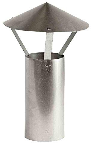 FIREFIX A110/RH Regenhut (verzinkt), Höhe 420 mm, ø 110 mm - für 0,6 mm Starke Ofenrohre, Silber