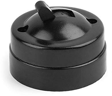 Single-Control Switch, Retro Metal and Plastic Round Light Switch Surface Mounted Wall Light Button Old-Fashioned Toggle Switch