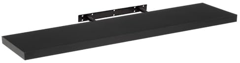 Estante flotante decorativo de madera MDF color negro de 120x23,5 cm | Balda muy resistente, perfecta para organizar salón, cocina, oficina o dormitorio.