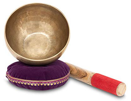 XDrum Omshanti Klangschale 13 cm Komplett Set - Gewicht: 500g - handgemacht in Indien - ideal für Meditations- und Therapiezwecke - inklusive passendem Kissen und Schlägel