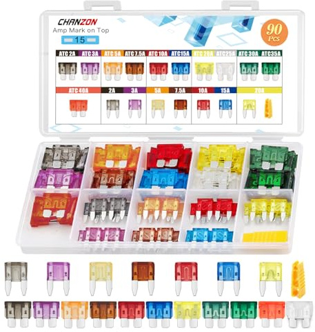 Chanzon 90pcs 18Values Standard & Mini Car Blade Fuse Assotrment ATC ATM